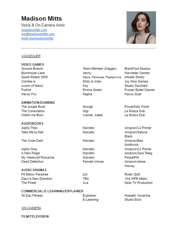 Resume Page 1